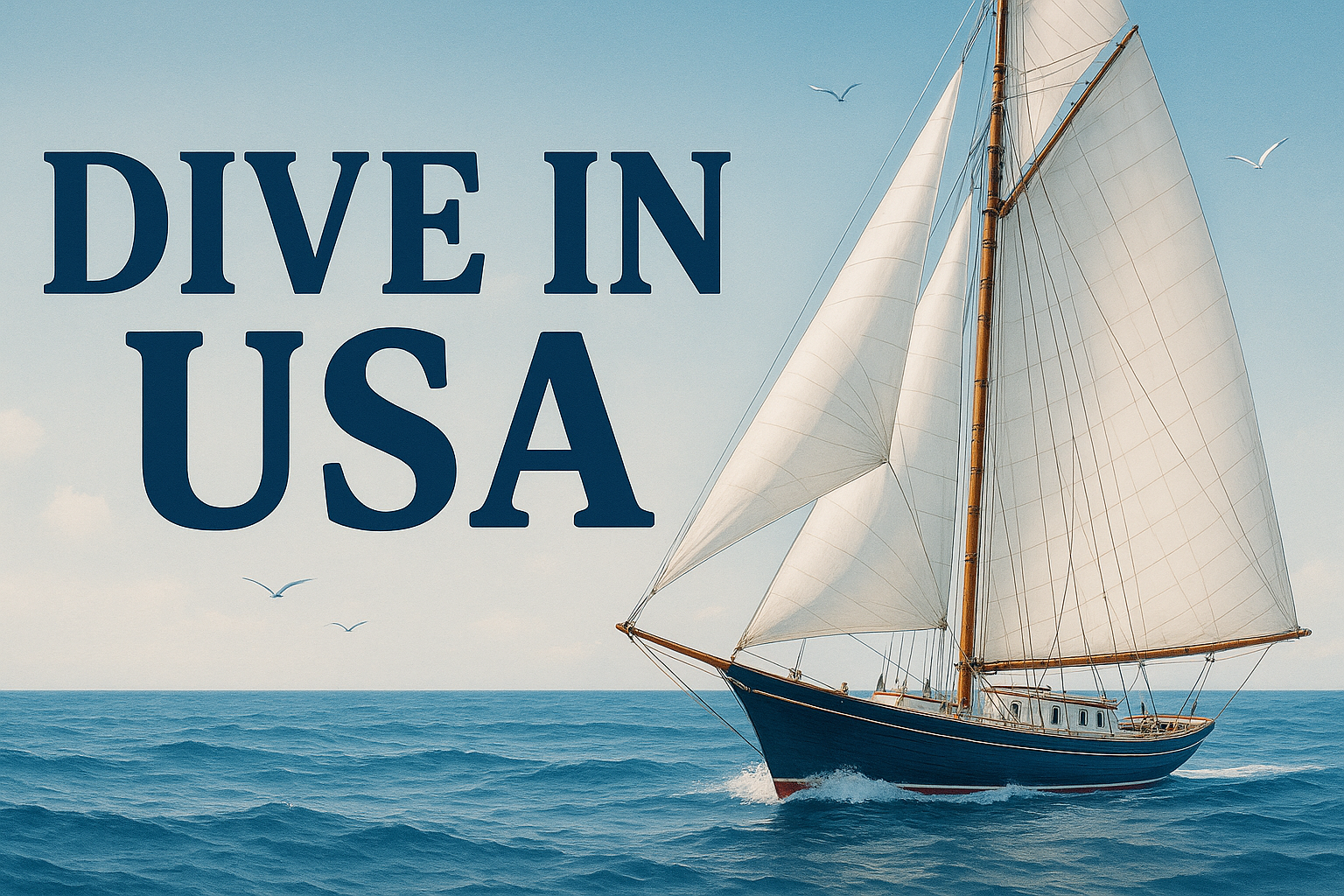 banner with Dive in USA and a sail boat on it